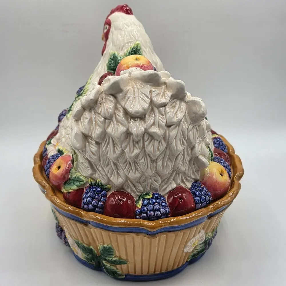 Fitz and Floyd Country Gourmet Hen Chicken Cookie Jar VTG AS IS / READ